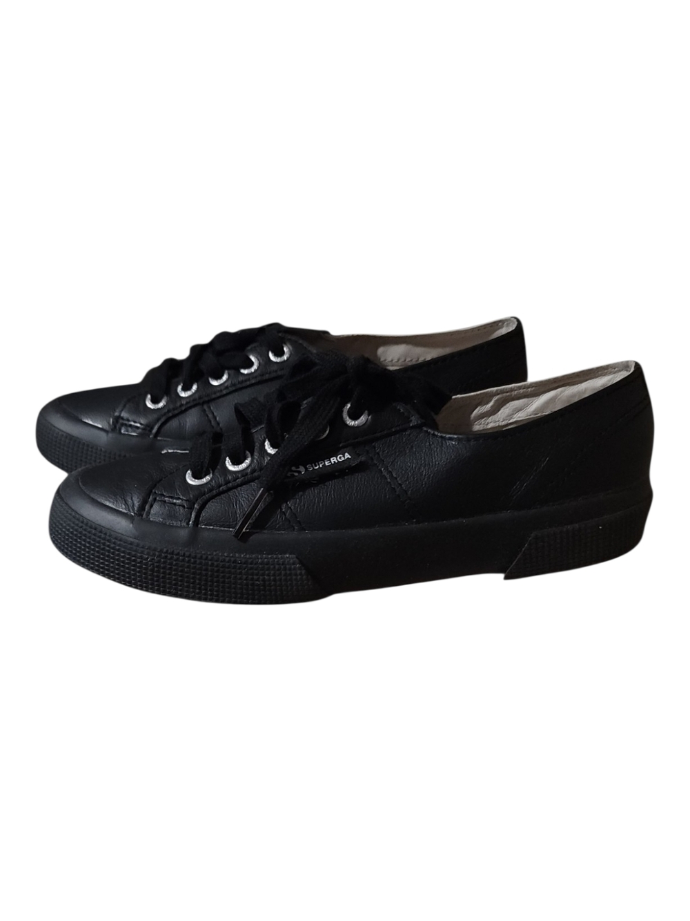 Superga Black Leather Low-Profile Women's Sneakers